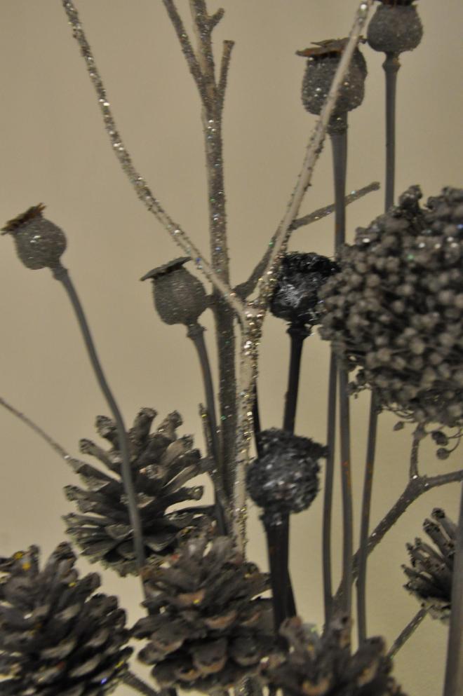 silver sprayed seed heads