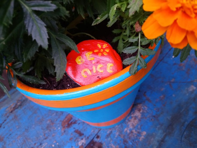 be nice painted stone and pot